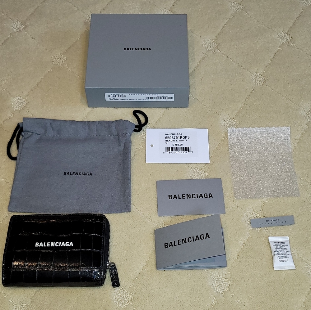 Balenciaga Croc Embossed Cow Hide Wallet